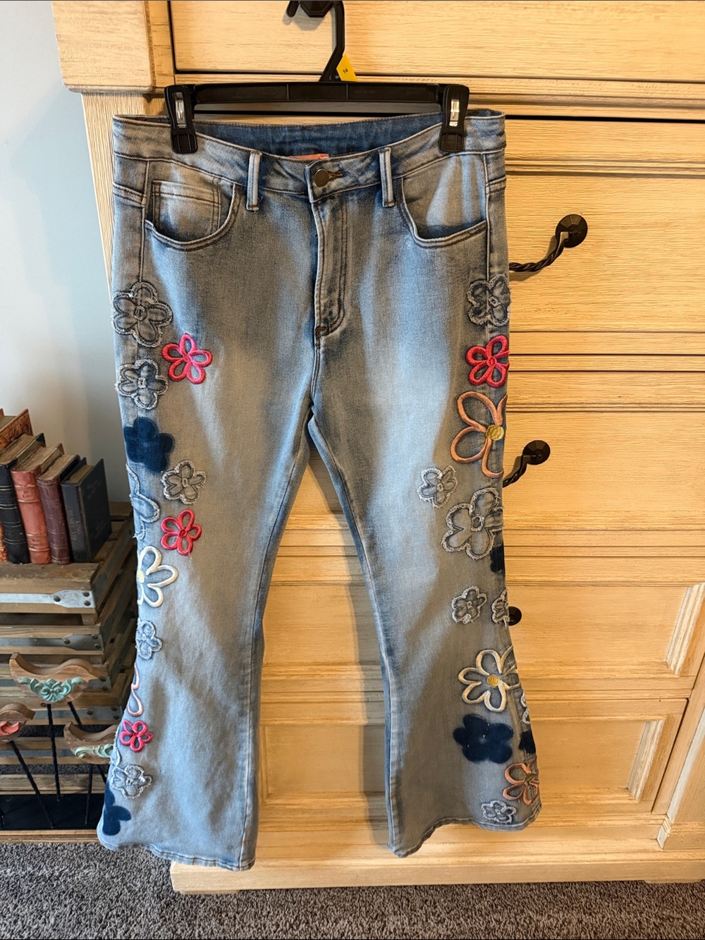 Embroidered Light Wash Floral Women’s Jeans